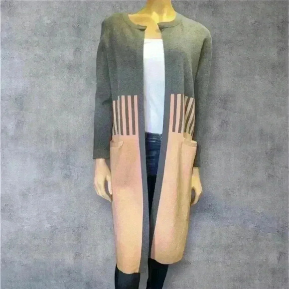 NWT Liz Claibourne women’s long caramel heather cardigan with pockets size M - Picture 1 of 10